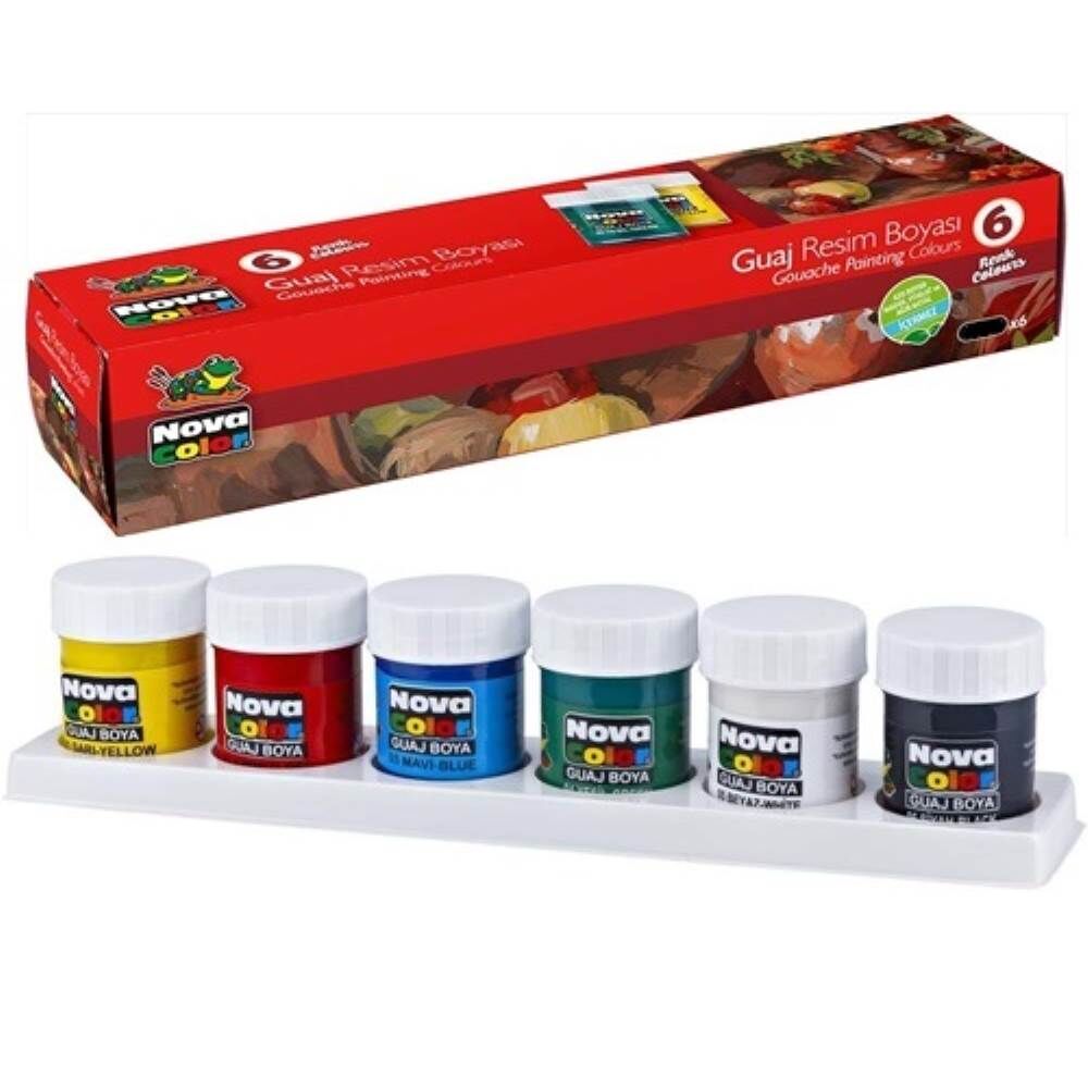 Nova Color Guaj Boya 6 Renk Şişe Nc-113