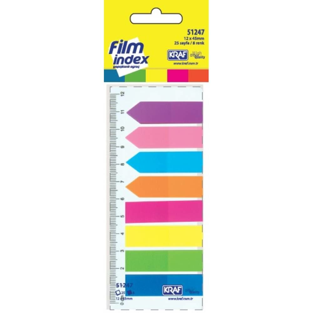 Kraf Index Fılm (Pp) 12X45mm Bayrak & Ok 8 Renk X 25 Yp 51247