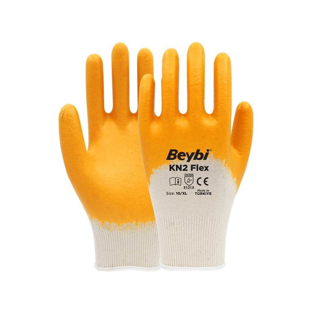 Beybi Nitril PMK KN2 Flex 9 Beden Nitril Kaplı Pamuk Eldiven (3121x)¾ Nitril Kaplıdır