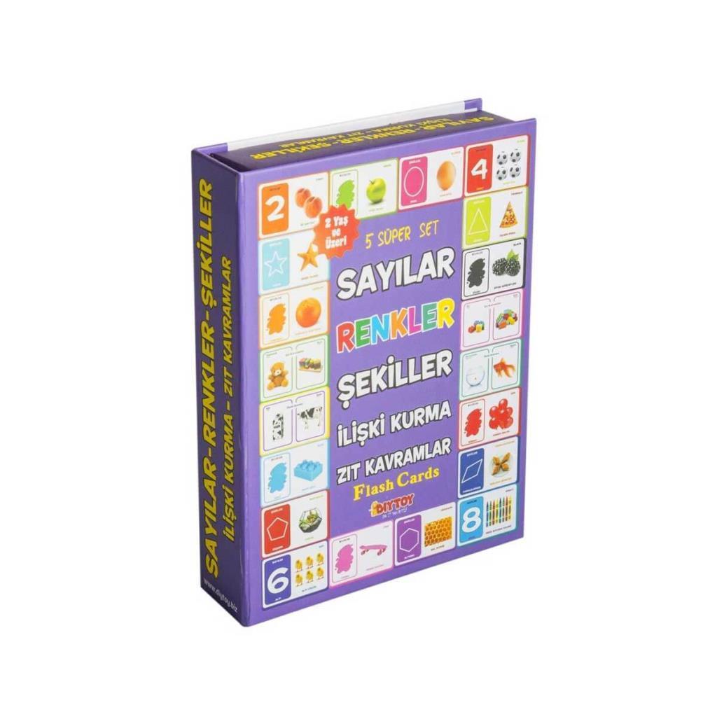 Diytoy Flash Kartlar Süper 5 li Set Sayılar Renkler Şekiller İlişki Kurma Zıt Kavramlar 1413