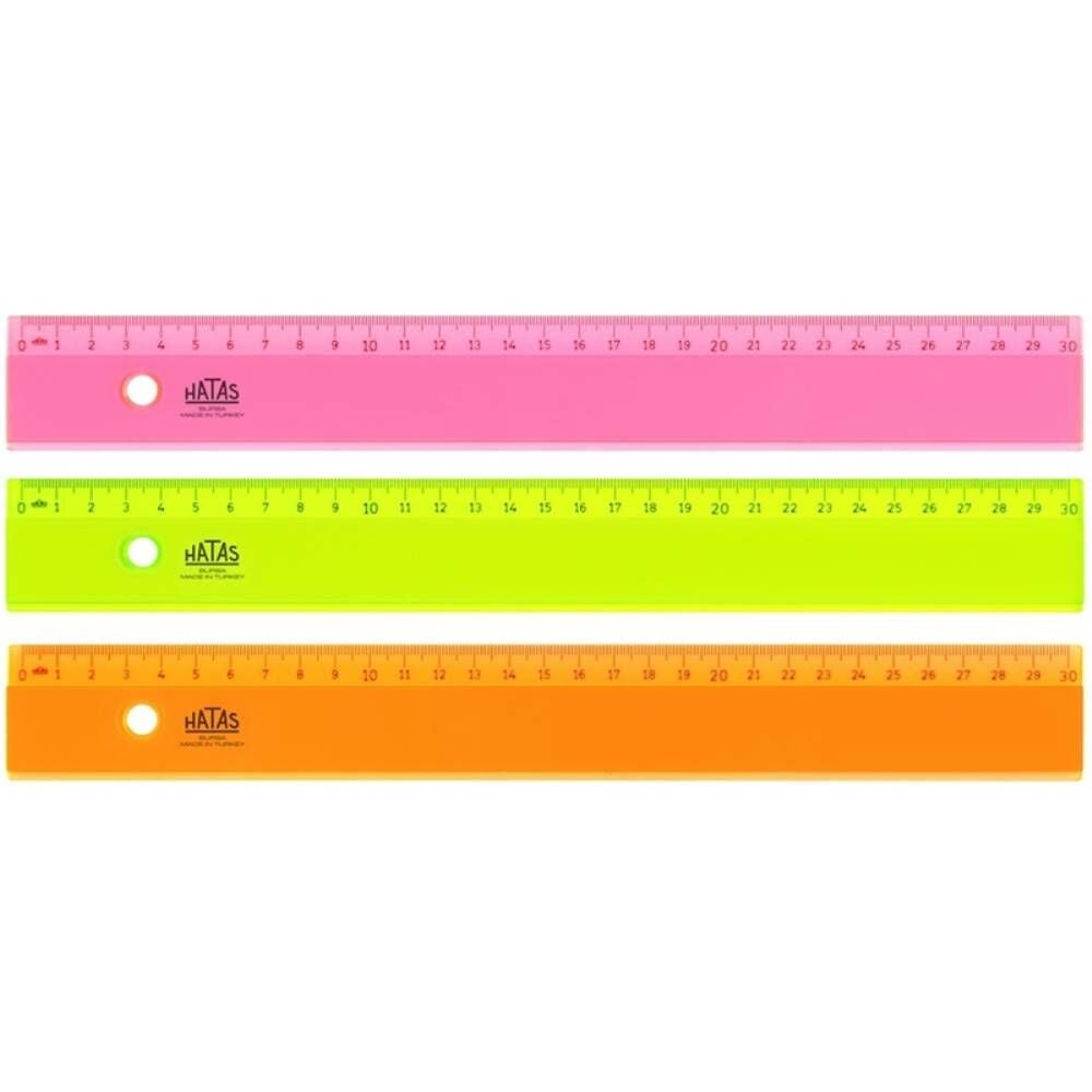 Hatas Cetvel Plastik Neon Şeffaf 30 Cm 00148