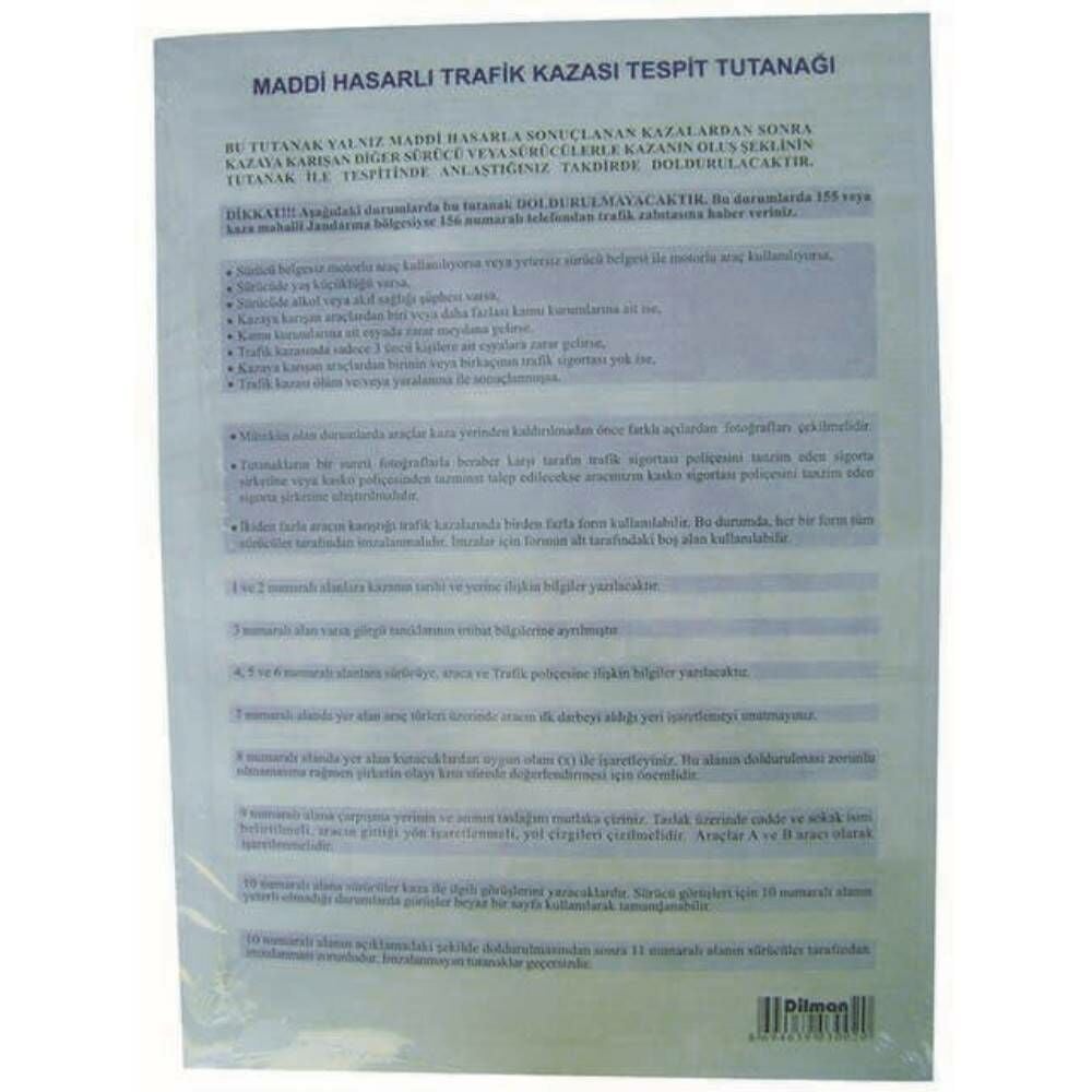 Dilman Kaza Tespit Formu Otokopili 48 Li 3002