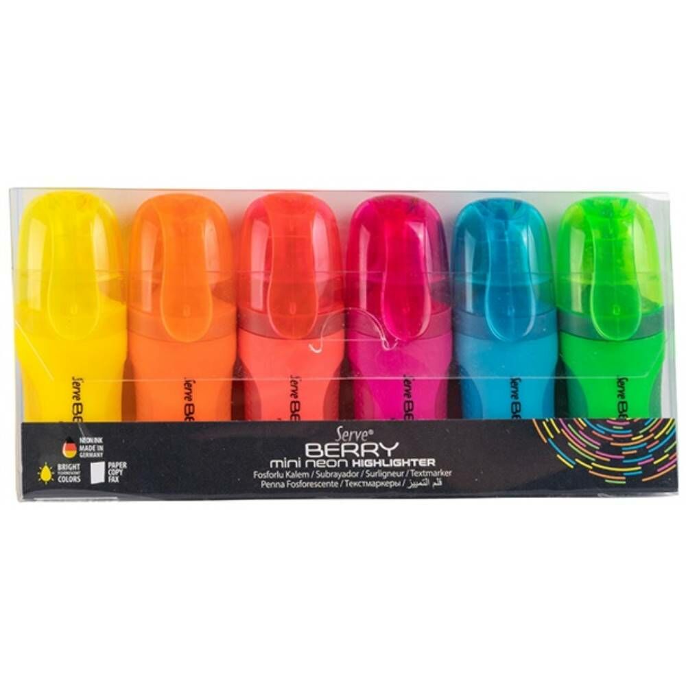Serve Fosforlu Kalem Berry Mini Set 6 Lı Neon Sv-Brmfkp6fr