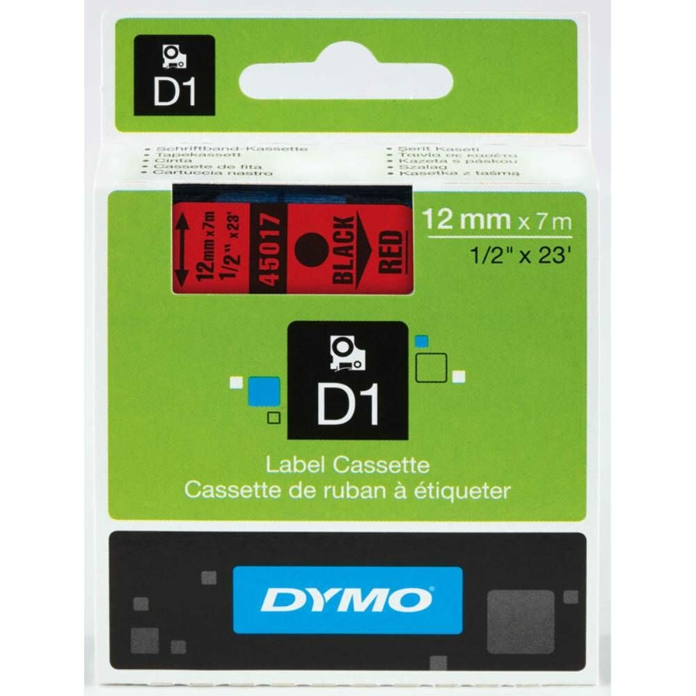 Dymo Şerit D1 12Mm X 7Mt Kırmızı/Siyah 720570 45017