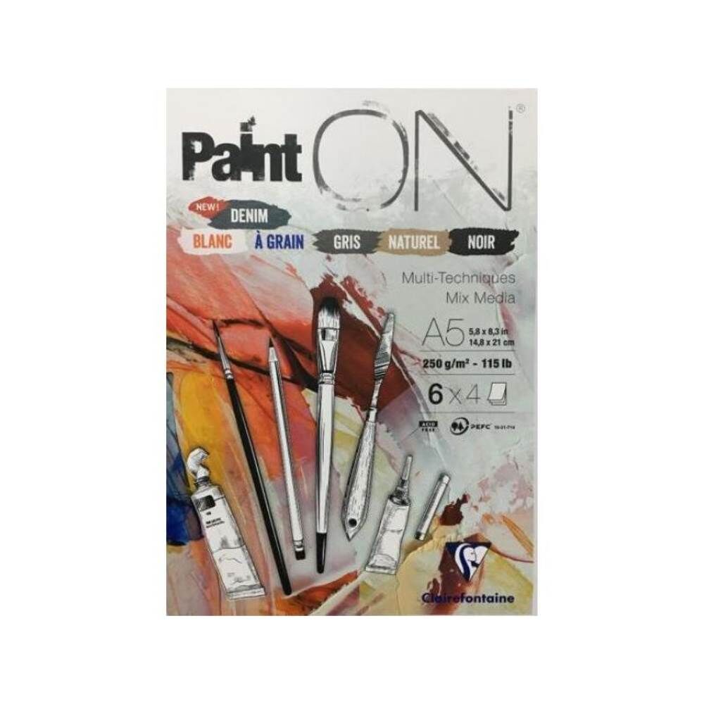 Clairefontaine Paint On Çizim Blok A5 24 Yaprak 5 Renk 250 gr PO975409