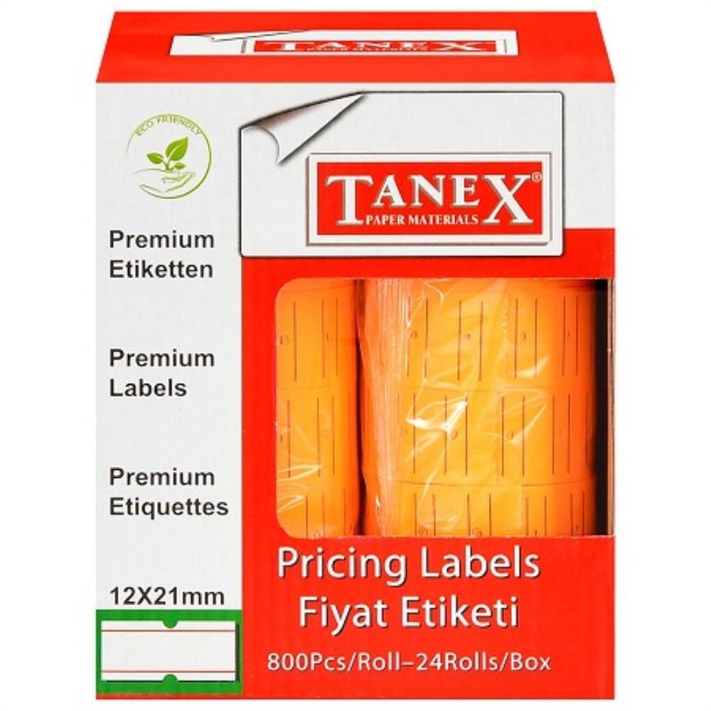 Tanex Motex Etiket 12X21 Florasan Turuncu 800 Lü