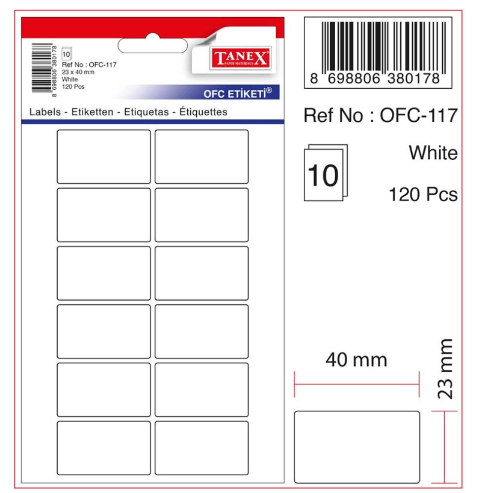 Tanex Ofis Etiketi Ofc-117 Beyaz