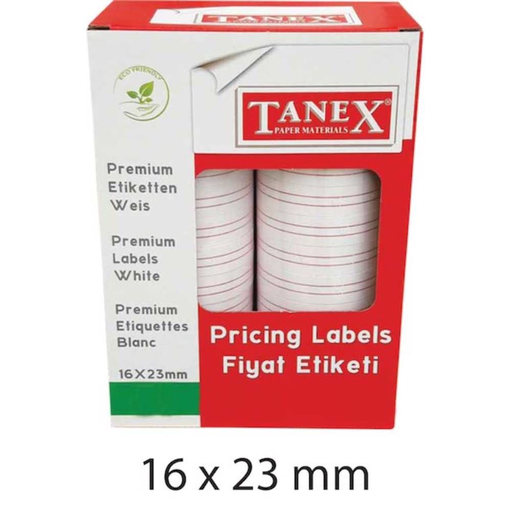 Tanex Motex Etiket 16X23 Çizgili Beyaz 1000 Li