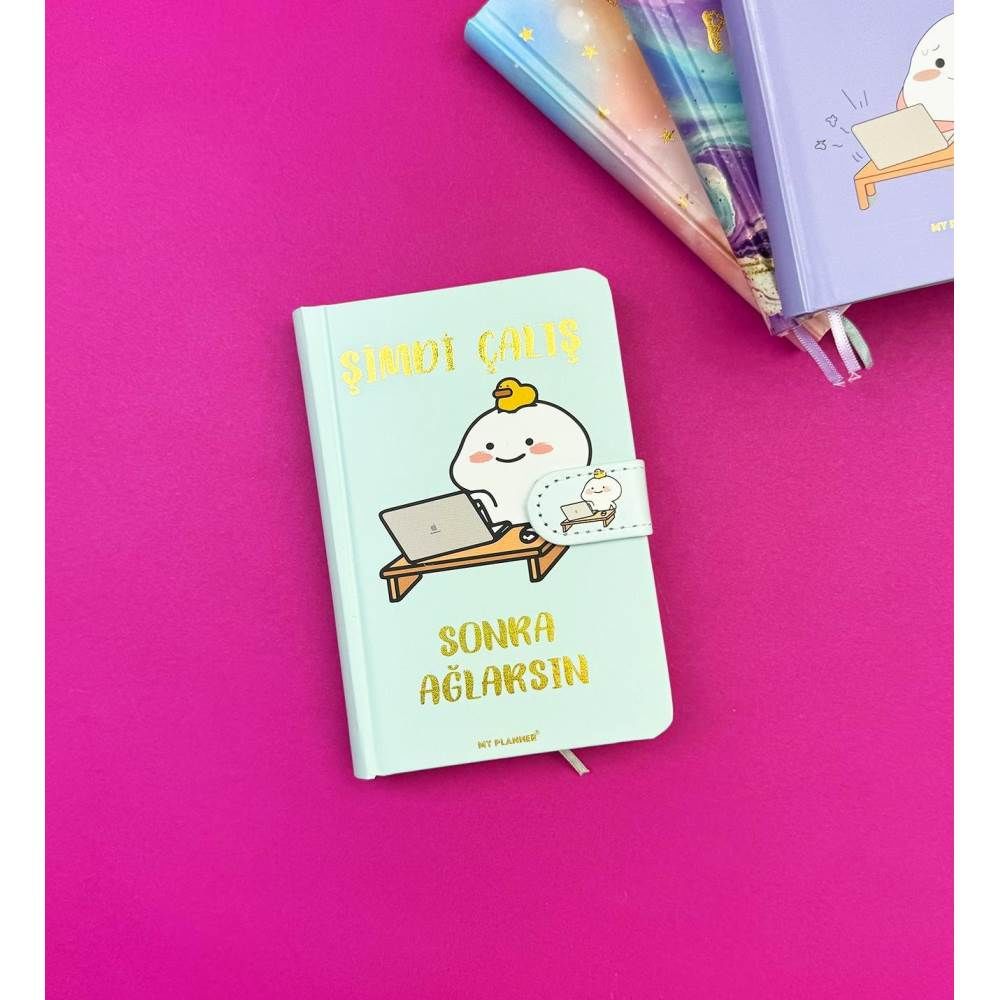 Motto Tasarımlı Mıknatıs Kapak 14x9 Defter