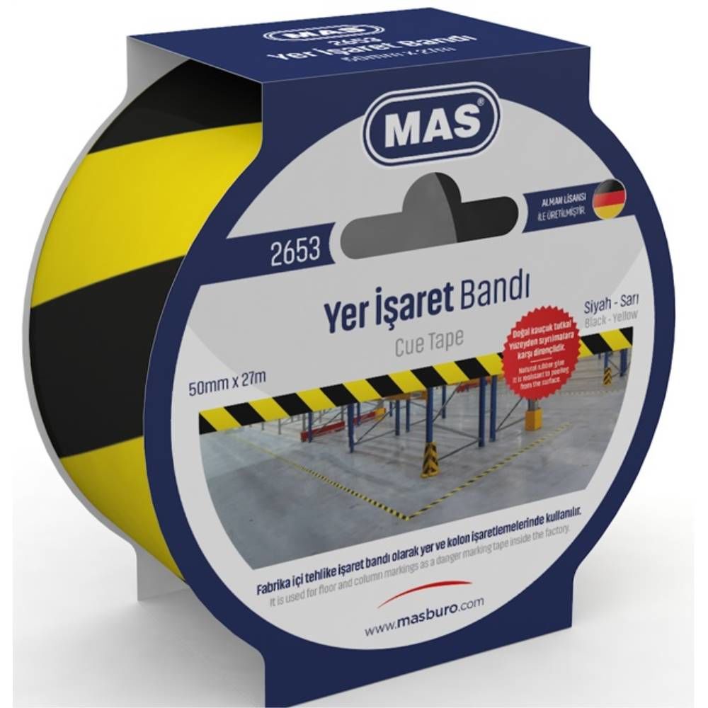 Mas Yer İşaret Bandı 50Mm X 27M 2653 Sarı & Siyah