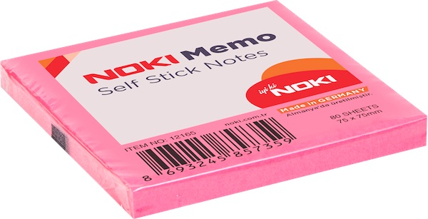 Noki Yapışkanlı Not Kağıdı 75x75 mm 80 Yaprak Pembe 12165