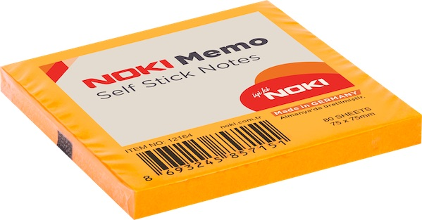 Noki Yapışkanlı Not Kağıdı 75x75 mm 80 Yaprak Turuncu 12164