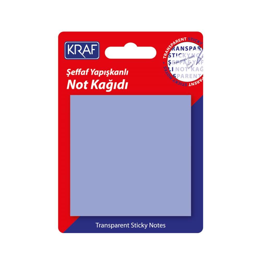 Kraf 7676TR 76x76 mm 50 Yaprak Yapışkanlı Şeffaf Mor Not Kağıdı