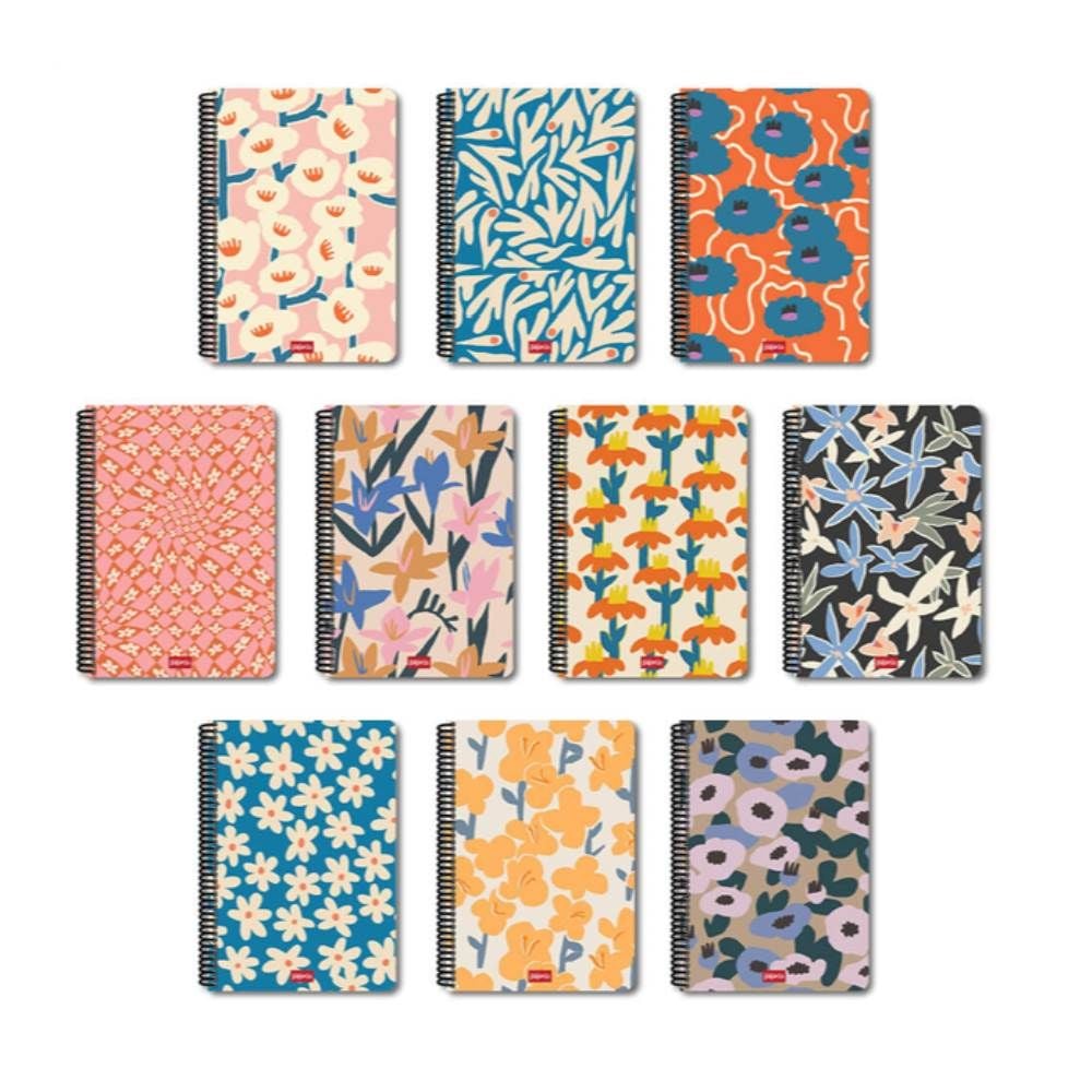 Çiçek 19x27 72 Yaprak Çizgili Plastik Kapak Spiralli Defter 0681