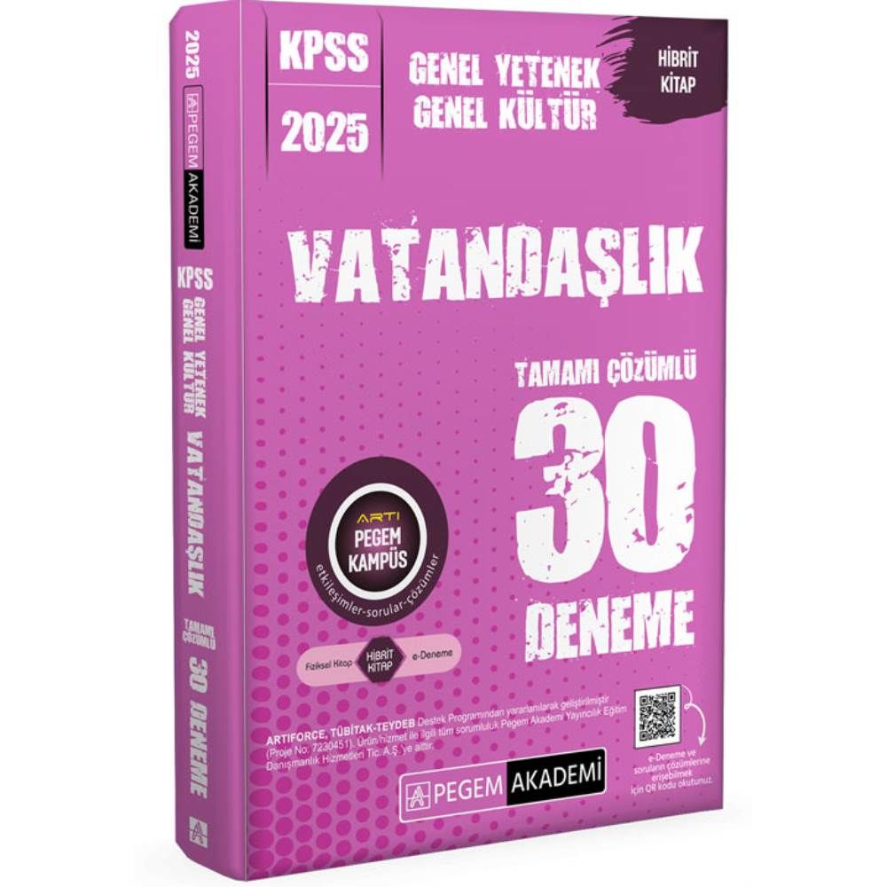 Pegem 2025 KPSS GY GK Ezberbozan Vatandaşlık Tamamı Çözümlü 30 Deneme