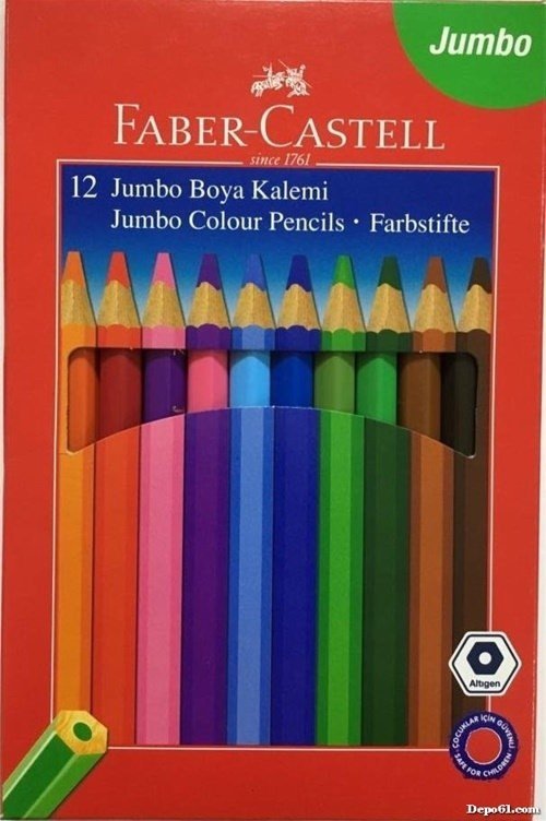 Faber Castell Kuru Boya Jumbo Üçgen 12 Renk 116615