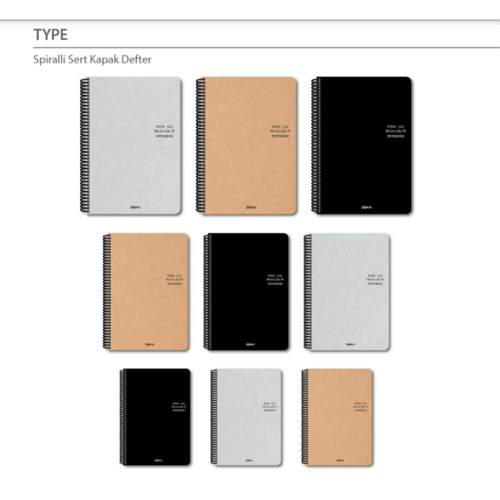 Type 16x23 80 Yaprak Çizgili Sert Karton Kapak Spiralli Defter 6519