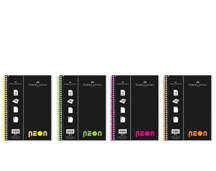 Faber Castell Neon A4 80 Yaprak Kareli Plastik Kapak Spiralli Defter 00053