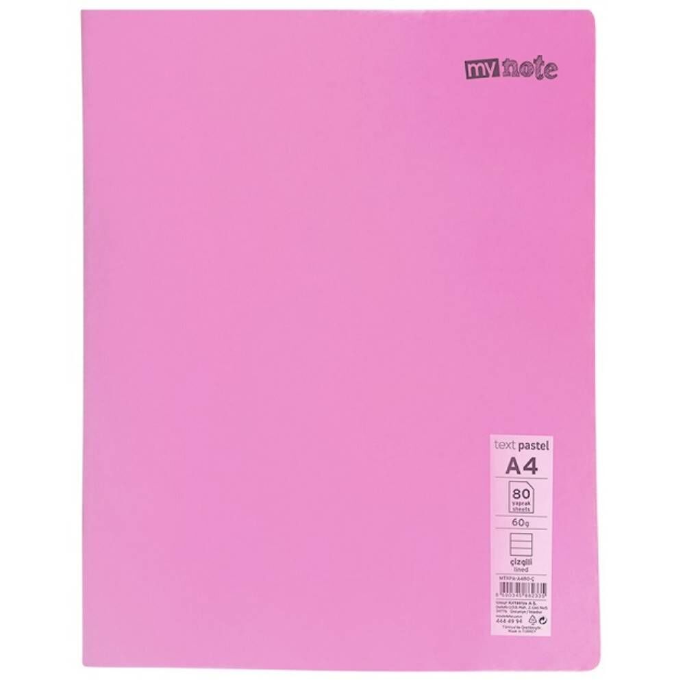 Mynote Defter Text Pastel Pp Kapak Dikişli A4 100 Yp Kareli Mtxpa-A4100-K