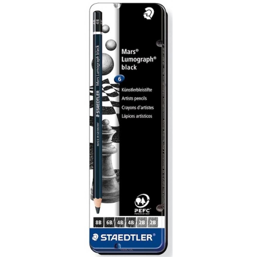 Staedtler Kurşun Kalem Dereceli Mars Lumograph Black 6 Lı Set 100B 6G