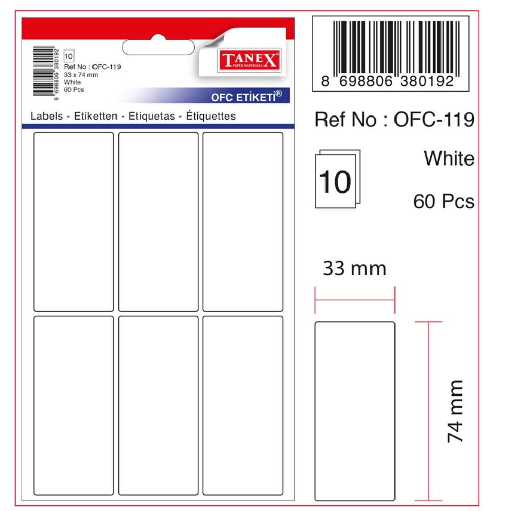 Tanex Ofis Etiketi Ofc-119 Beyaz