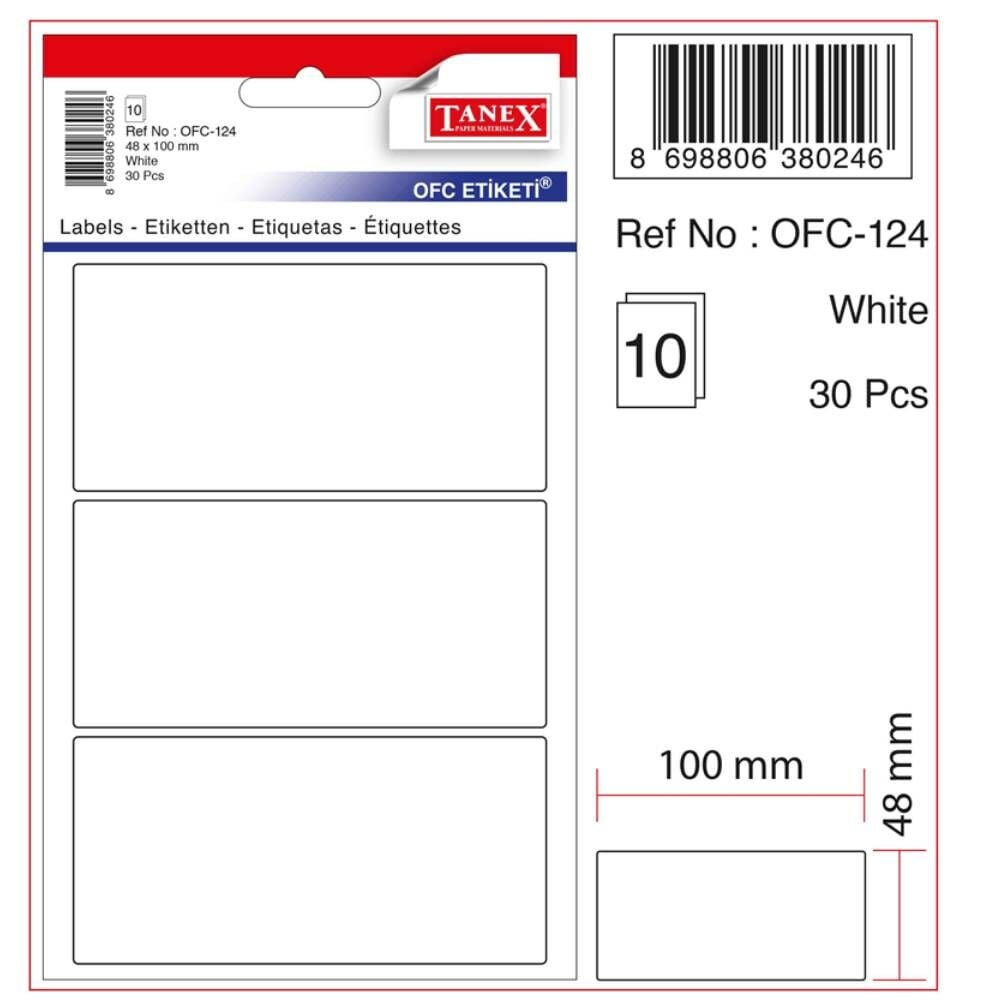 Tanex Ofis Etiketi Ofc-124 Beyaz