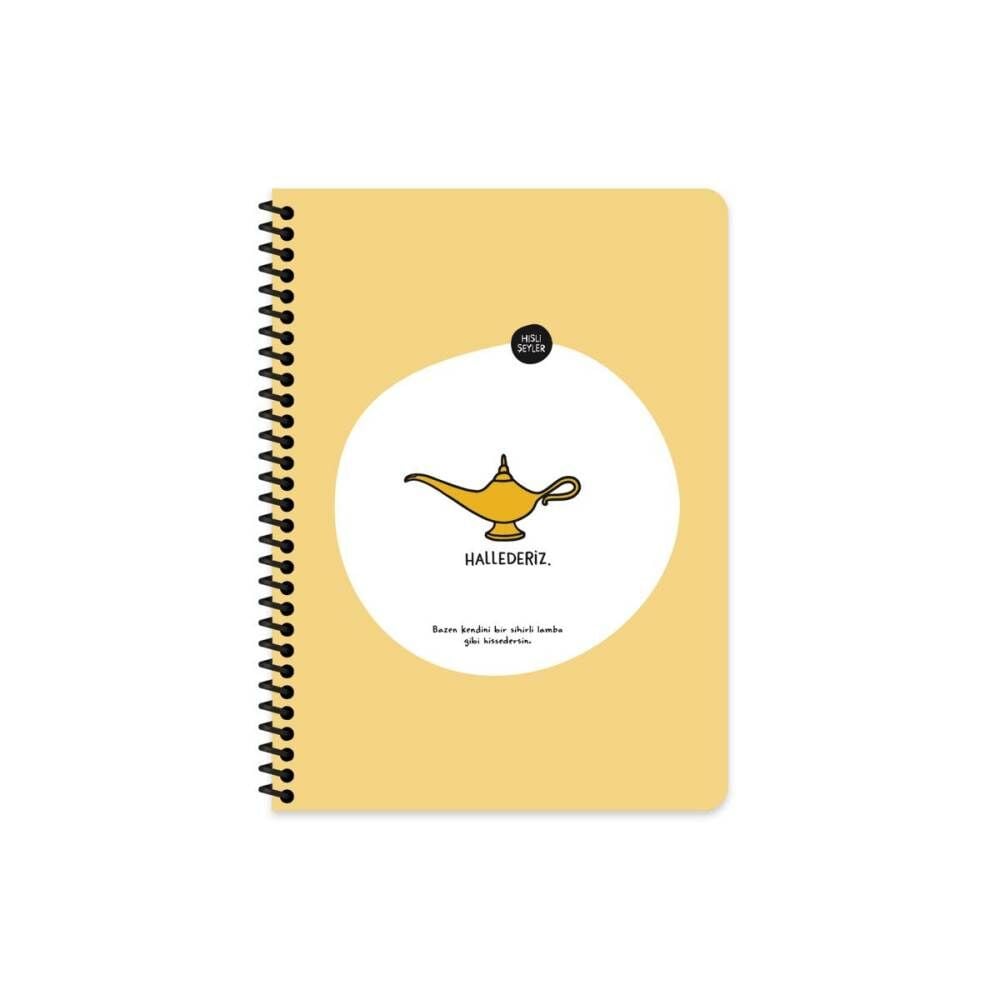 Hisli Şeyler 16.5x22.5 80 Yaprak Kareli Stickerli Spiralli Defter Hallederiz