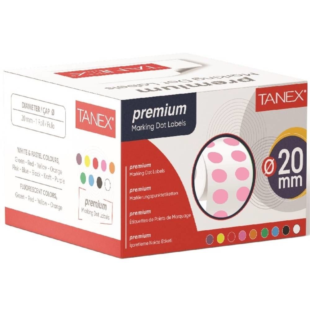Tanex Nokta Etiketi 20 Mm 2500 Lü Pembe Tekli Kutu