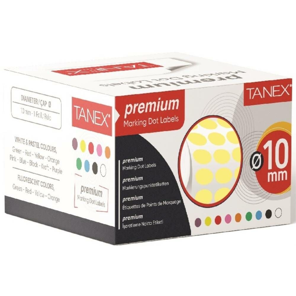 Tanex Nokta Etiketi 10 Mm 5000 Li Sarı Tekli Kutu