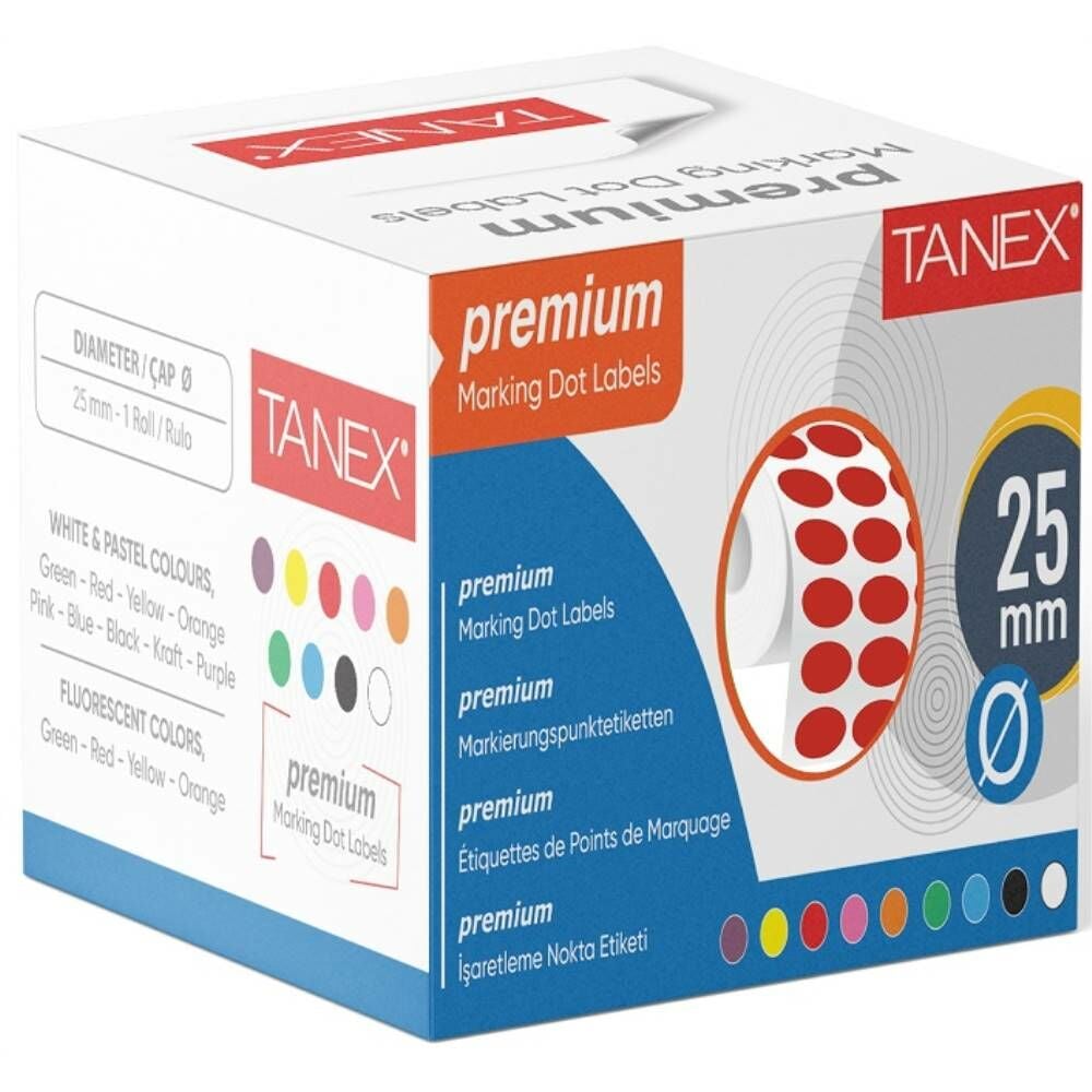 Tanex Nokta Etiketi 25 Mm 2500 Lü Kırmızı Tekli Kutu