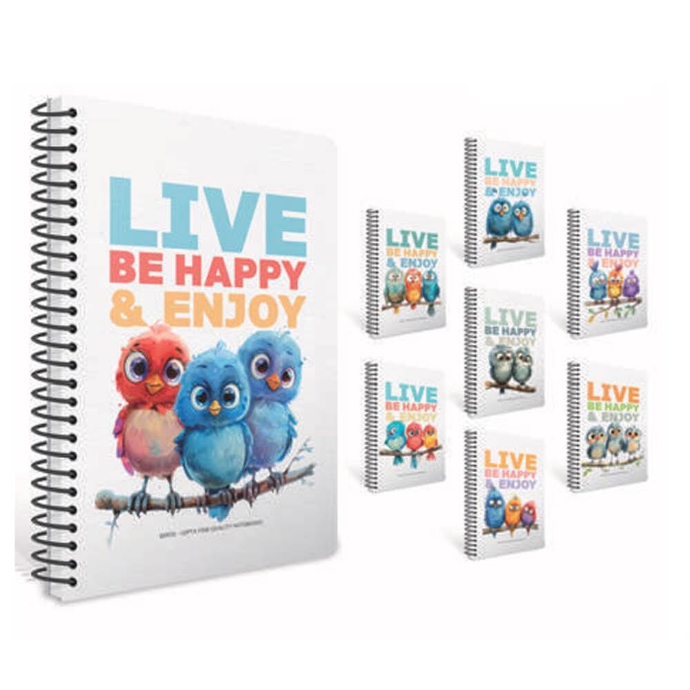 Birds A4 80 Yaprak Kareli Karton Kapak Spiralli Defter 7680