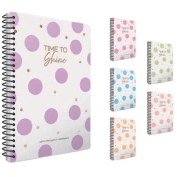 Time A4 80 Yaprak Çizgili PP Kapak Spiralli Defter 7921