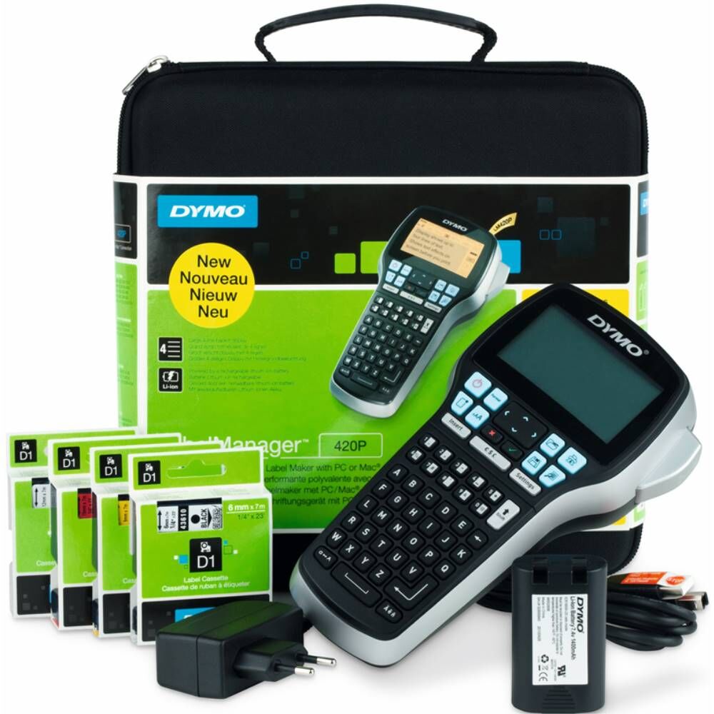 Dymo Etiket Makinesi Lm 420P + 4 D1 Etiket Çantalı Kit S0915480