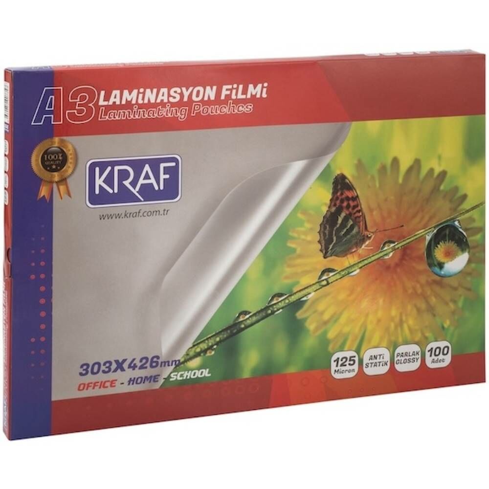 Kraf Laminasyon Filmi Parlak A3 125 Mic. 100 Lü 2123
