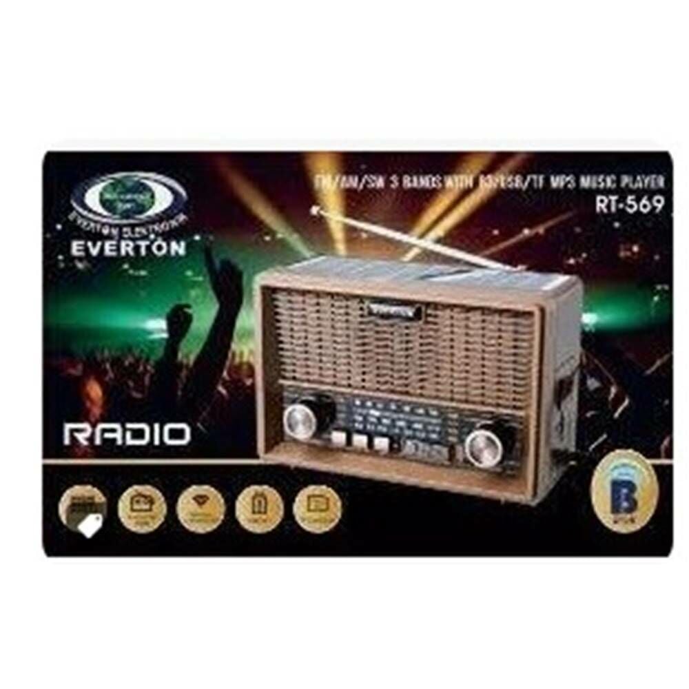 Everton Rt-569  Bluetooth Fm-Usb-Tf-Aux Güneş Enerjili Şarjlı Nostaljik Radyo