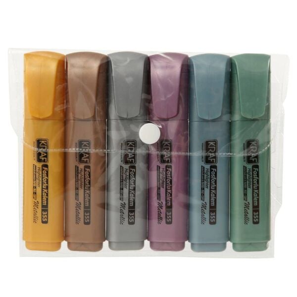 Kraf Fosforlu Kalem Metalik 355 6 Lı