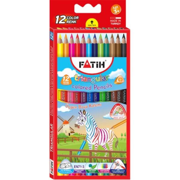 Fatih Kuru Boya 12 Renk Jumbo Tam Boy Üçgen 33490