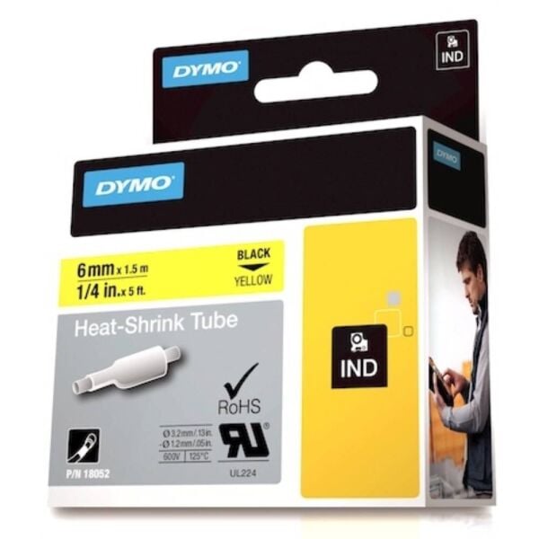 Dymo Şerit Rhinopro 6Mm X 1.5Mt Sarı/Siyah 18052