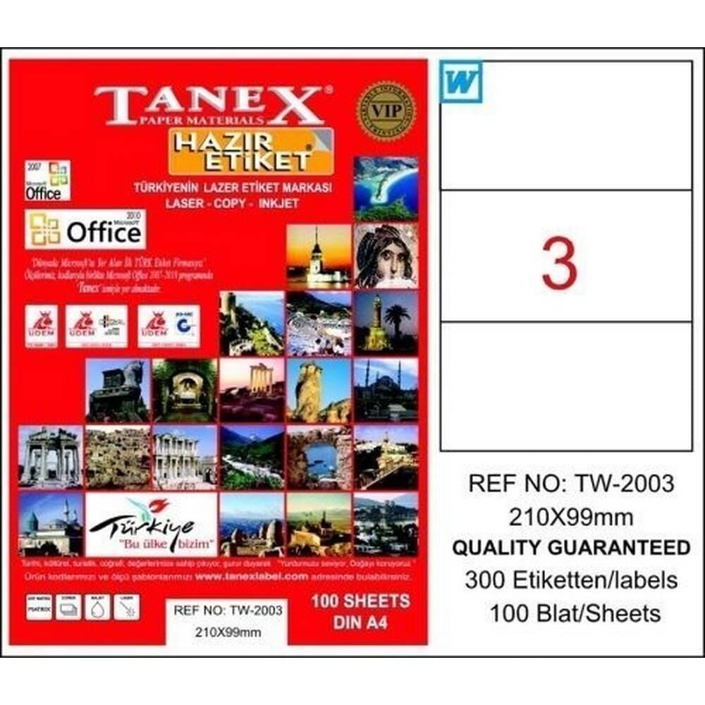 Tanex TW-2003 210x99 mm Laser Etiket