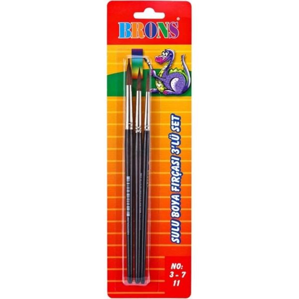 Brons Sulu Boya Fırça Seti 3 lü No:3-7-11 BR-673