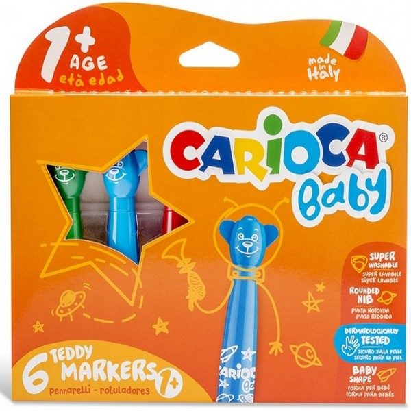 Carioca Teddy 42815 Yıkanabilir Jumbo Keçeli Kalem 6 Renk
