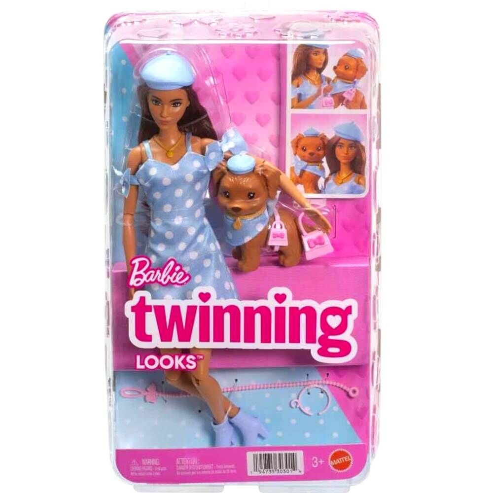 Barbie Uyumlu Dostlar Kahverengi Saçlı Bebek ve Köpekçiği JFP38