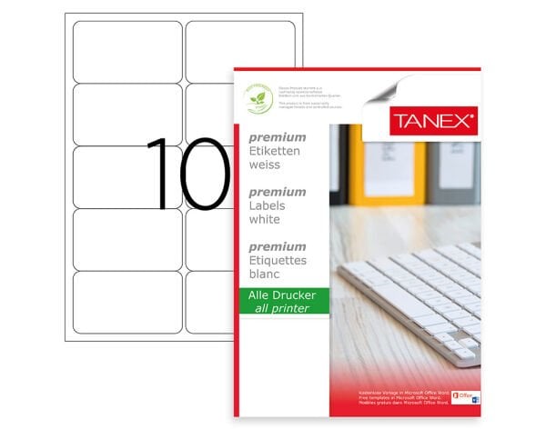 Tanex TW-2010 99.06x56 mm Laser Etiket