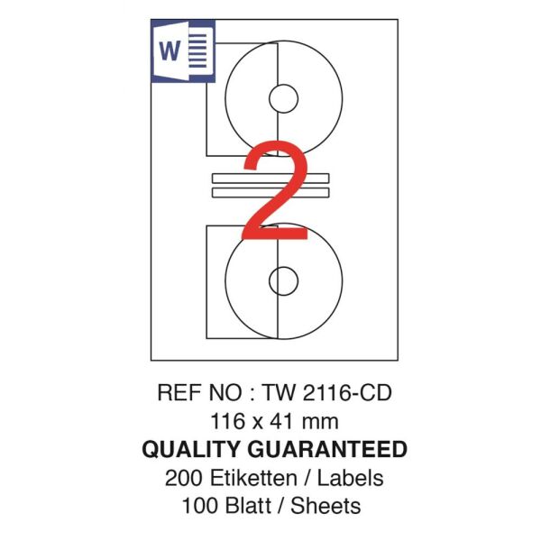 Tanex TW-2116 116x41 mm Laser Cd Etiket