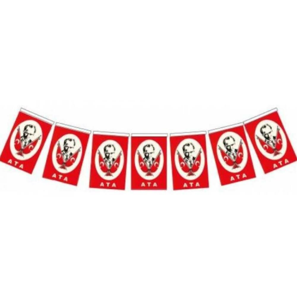 Buket Bayrak İpli Orta Ata 8X13 Cm 40 Li Bkt-304