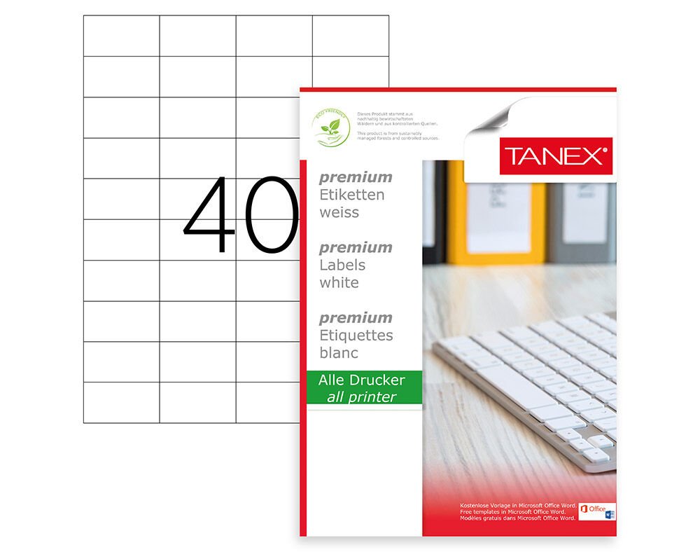 Tanex TW-2040 52.5x29.7 mm Laser Etiket