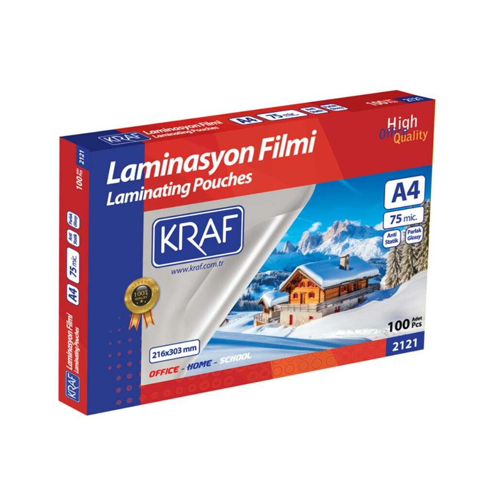 Kraf Laminasyon Filmi Parlak A4   75 Mic.100 Lü 2121