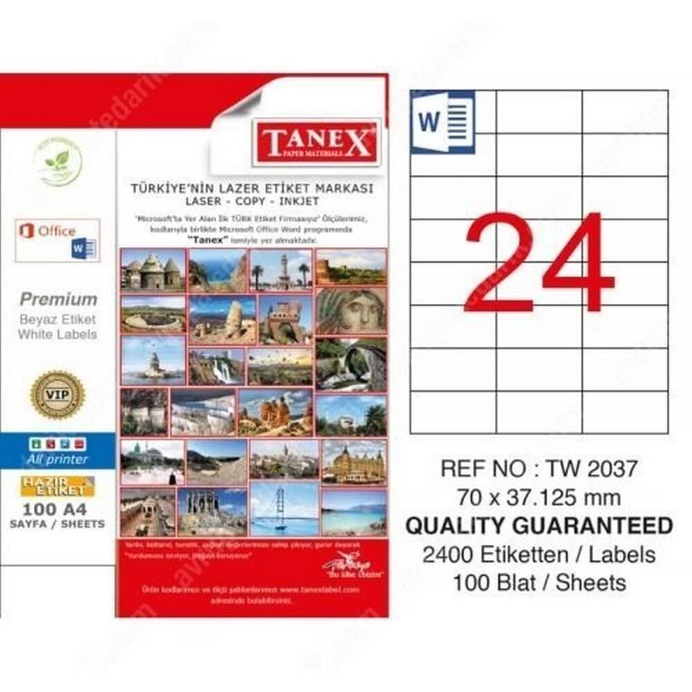 Tanex TW-2037 70x37 mm Laser Etiket