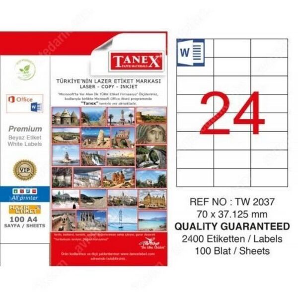 Tanex TW-2037 70x37 mm Laser Etiket
