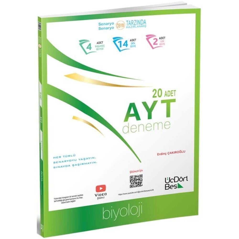 Üçdörtbeş AYT Biyoloji Ösym Tarzında Hazırlanmış 20 Deneme